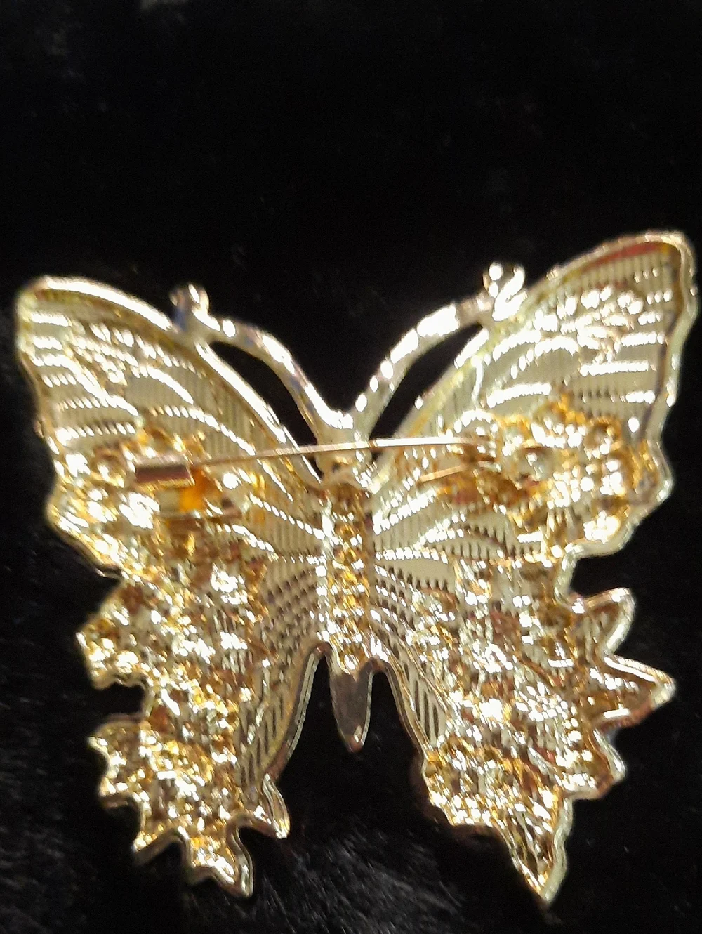 Floral Butterfly Enamel Pin Brooch in Mint Green and Coral - Picture 2 of 2